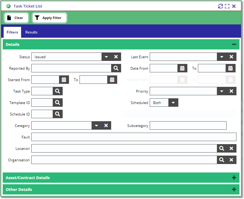 Ticket List - Details Filter