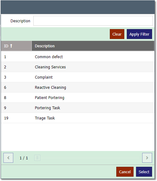 Task Type Lookup