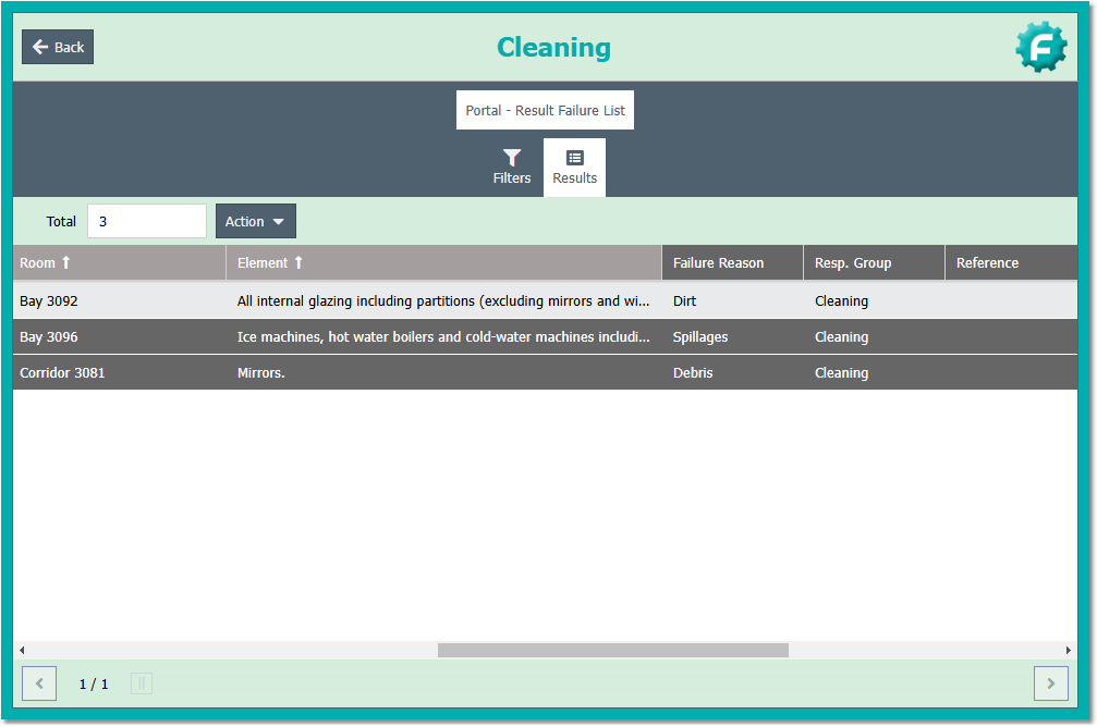 Result Failure List - Results List - Selection