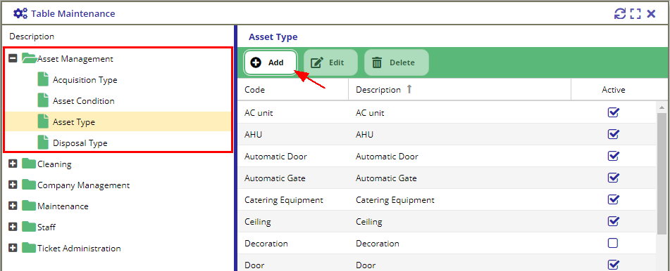 New Asset Options (via Table Maintenance)