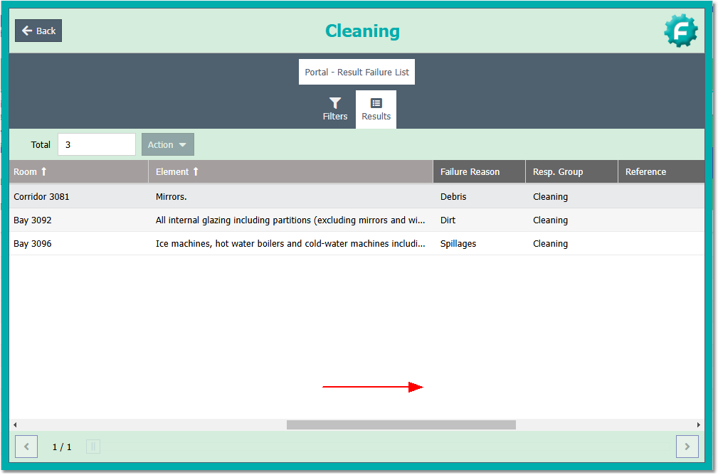Result Failure List - Results List - Scroll