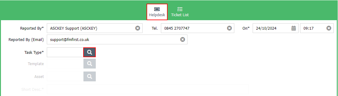 Task Type Search Icon