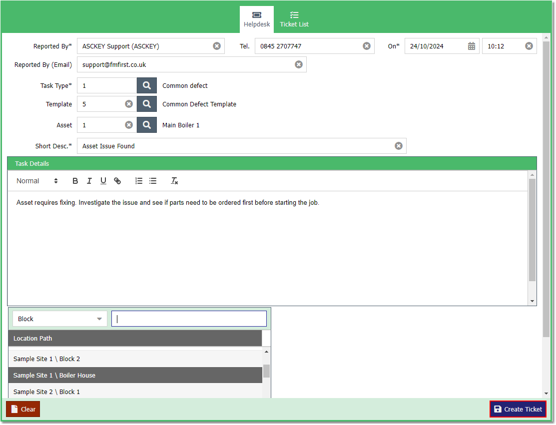 Helpdesk - Create Ticket